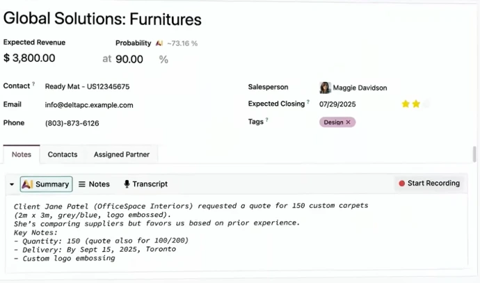 transcription audio odoo ia