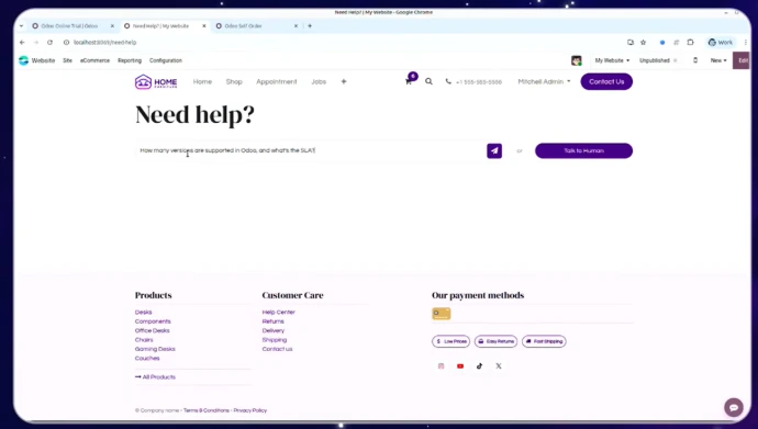 live chat odoo ia