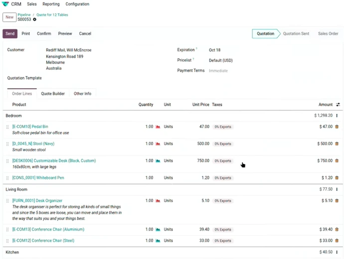 creation devis odoo 19