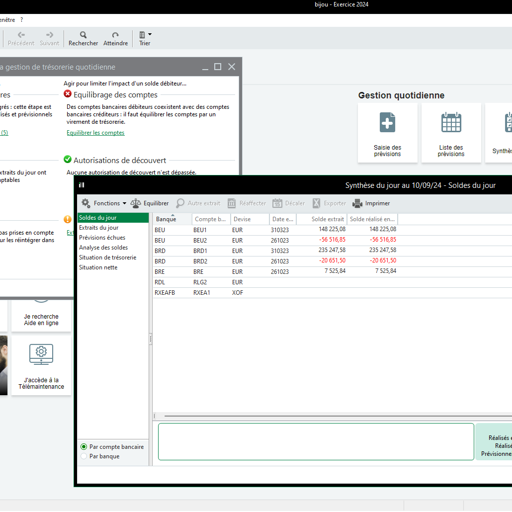 gestion trésorerie sage 100 entreprise