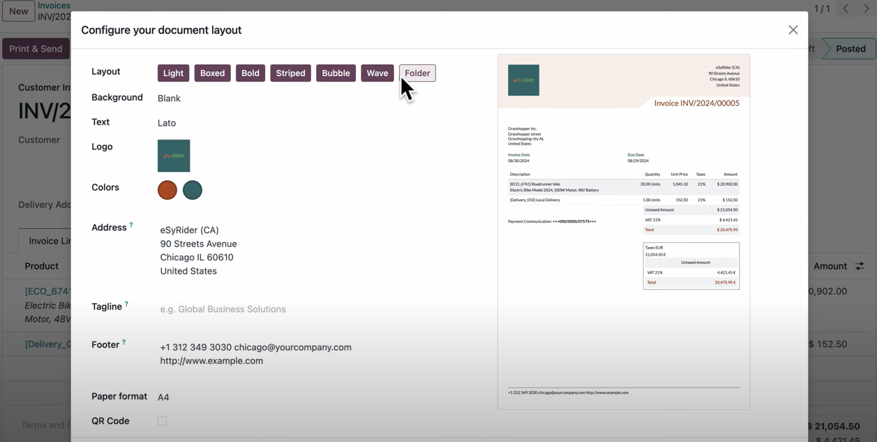 interface facturation odoo 18